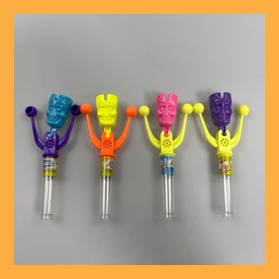 Lustiges Skelett-Schüttelglockenspielzeug mit bunten, fruchtigen, hartgepressten Süßigkeiten